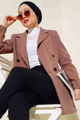 Düğmeli Blazer Ceket Kahve - ESSE