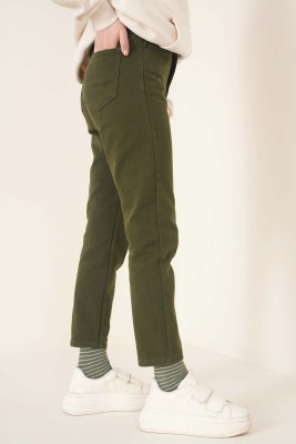 Düz Boyfriend Haki Pantolon - Pantolon