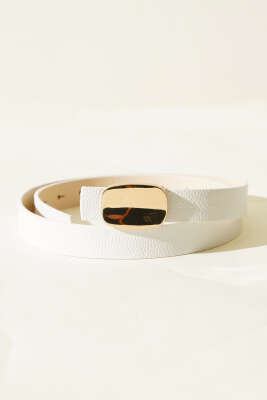 Düz Metal Tokalı Kemer Beyaz - DESREE KEMER