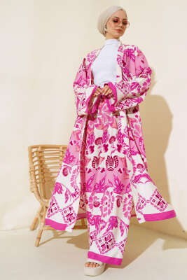 Etnik Desen Kimono İkili Takım Menekşe - İKİLİ TAKIM