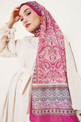 Etnik Paisley Desen Şal Fuşya