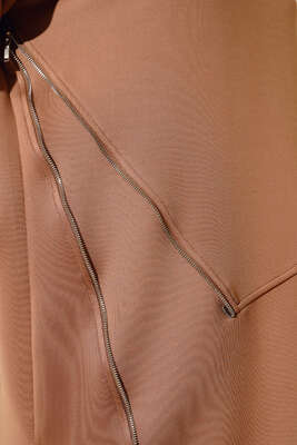 Fermuar Detaylı Tunik Camel - Tunik