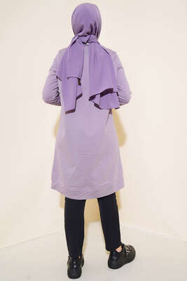 Fermuar Detaylı Tunik Lila - Tunik