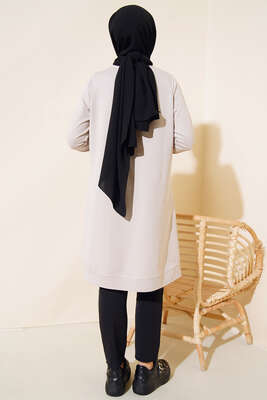Fermuar Detaylı Tunik Taş - Tunik