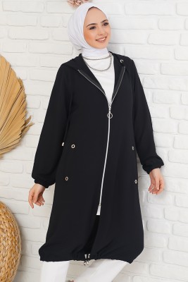 Fermuarlı Siyah Kap