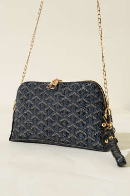 Fermuarlı Zincir Askılı Çanta Mavi 