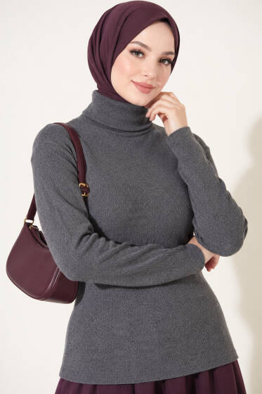 Fitilli Boğazlı Body Füme - Yeni Sezon Tesettür Bluz