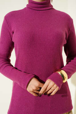 Fitilli Boğazlı Body Magenta - Bluz