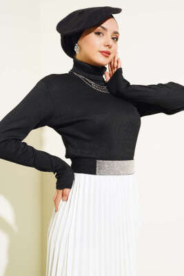 Fitilli Boğazlı Body Siyah