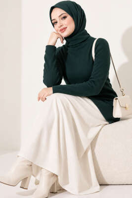 Fitilli Boğazlı Body Sütlü Zümrüt - Yeni Sezon Tesettür Bluz
