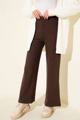 Fitilli Geniş Paça Kaşe Pantolon Kahve - SAS