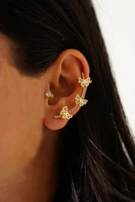 Fiyonklu Tragus Kıkırdak Küpe Gold 