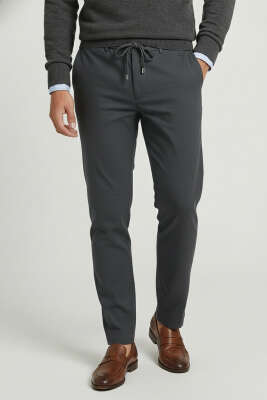 Gabardin Bağcıklı Jogger Pantolon Antrasit - Erkek Pantolon