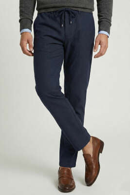 Gabardin Bağcıklı Jogger Pantolon Lacivert 