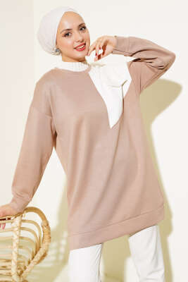 Garnili Cep Detaylı Tunik Latte 