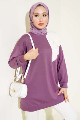 Garnili Cep Detaylı Tunik Magenta - Tunik