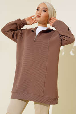 Geniş Fitilli Tunik Vizon 