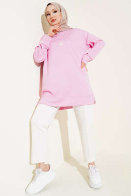 Give This World Baskılı Tunik Pembe - Tunik