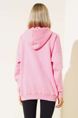 Health Nakışlı Üç İplik Sweatshirt Pembe - Kadın Giyim Modelleri