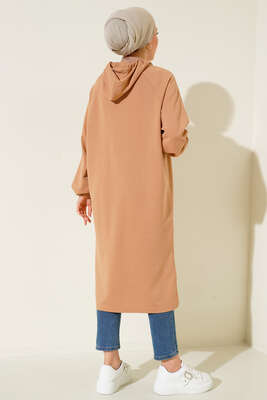 Hiiden Hills Kapüşonlu Uzun Tunik Camel - Tunik