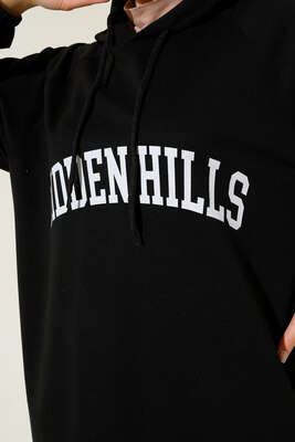 Hiiden Hills Kapüşonlu Uzun Tunik Siyah - Tunik
