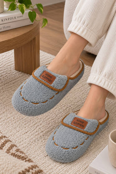 Home Sleppers Yazılı Ev Terliği Gri - Ev Terliği