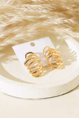 İnce Uzay Yolu Küpe Gold - Küpe