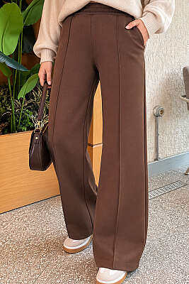 İspanyol Paça Scuba Pantolon Kahve - ERME