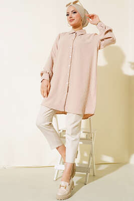 Kabartma Desen Tunik Bej - Tunik