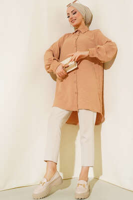 Kabartma Desen Tunik Camel - Tunik