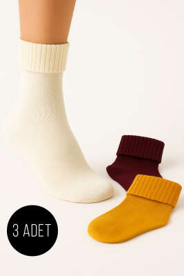 Kadın 3'lü Bot Çorabı Asorti 1 - Soket Çorap