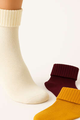 Kadın 3'lü Bot Çorabı Asorti 1 - Soket Çorap