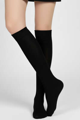 Kadın Penye Dizaltı Çorap Siyah