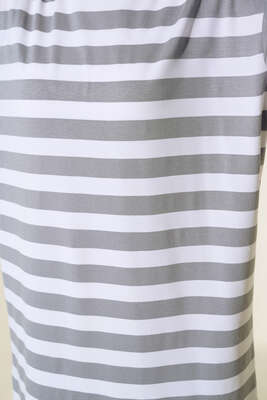Kalın Çizgili Basic Tunik Gri - Tunik