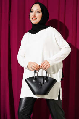 Kalp Detaylı Basic Tunik Ekru 