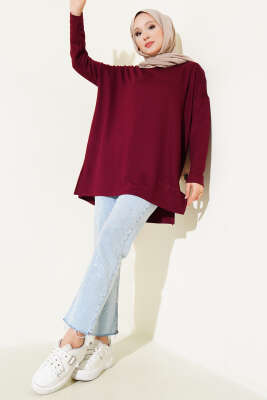 Kalp Detaylı Basic Tunik Bordo - Yılın Fırsatı