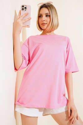 Kalp Taşlı T-shirt Pembe - Yeni Giyim