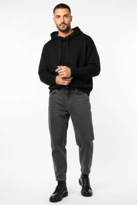 Kanguru Cepli Triko Erkek Sweatshirt Siyah - Erkek Sweatshirt