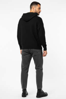 Kanguru Cepli Triko Erkek Sweatshirt Siyah - Erkek Sweatshirt