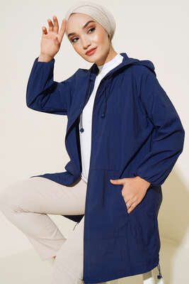 Kapşonlu Paraşüt Kap Lacivert - Kap