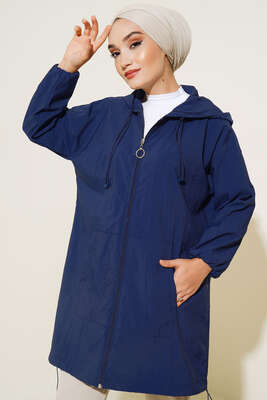 Kapşonlu Paraşüt Kap Lacivert - Kap