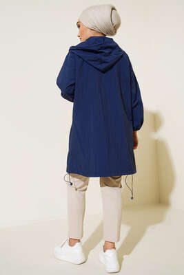 Kapşonlu Paraşüt Kap Lacivert - Kap