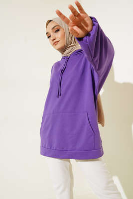 Kapüşonlu Oversize Sweat Mor - 100-300 TL Ürünler