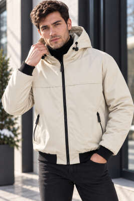 Kapüşonlu Softshell Erkek Mont Bej - CULİS