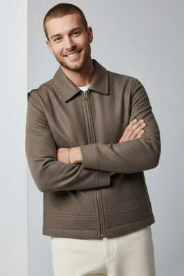 Kaşe Erkek Mont Kahve - Erkek Mont