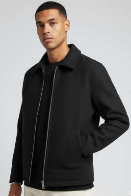 Kaşe Erkek Mont Siyah 