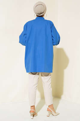 Katlı Tunik Saks - Tunik