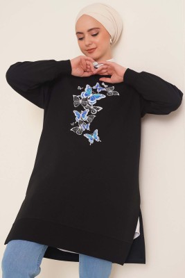 Kelebekler Serisi Tunik Siyah