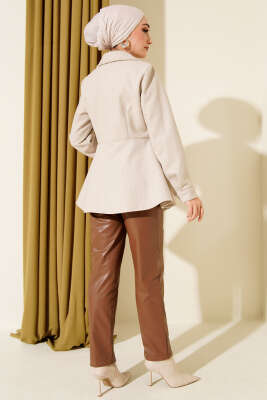 Kemer Detaylı Kaşe Ceket Taş - Ceket