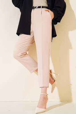 Kemerli Havuç Model Pantolon Latte - Pantolon